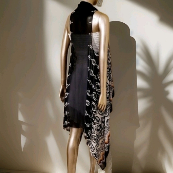 NWT Black Sheer Bohemian Print Long Sleeveless Kimono Vest - Picture 10 of 16
